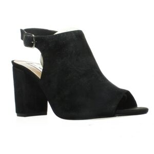 Steve Madden Deagen Black Suede Peep Toe Heels Women's 10 NWOT